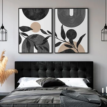 Neutraalne Abstraktne Geomeetriline Plakat Lõuendile Maali Must Valge Beež Minimalistlik Prindi Seina Art Pilt elutuba Home Decor