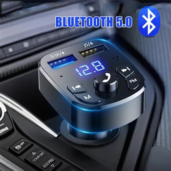 Auto Käed-vabad Bluetooth-compaitable 5.0 FM-Transmitter-Car Kit MP3-Modulaator Mängija Vabakäeseade Heli Vastuvõtja 2 USB-kiirlaadija