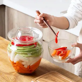 Korea Stiilis Klaasist Konteiner Kimchi Jar 2.5/5KG Köök Paksenenud Purki Marineeritud Leibkonna Marineeritud Purki Marineeritud Silindri Suletud Purkide