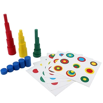 Montessori Meele Mänguasjad, Värve, Kujundeid 20Pcs Puit Silindrite Plokid 6tk Seista Kaardi Värvikas Võrrelge Suurus/Värv Väike Suurus