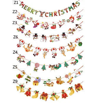 3M Jõulud Rippuvad Banner Christmas Kiri Lipu Paber Ketid jõuluehe Kodu Poole Santa Claus Kaunistused