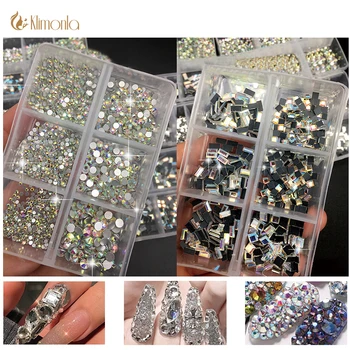 6Gird/Kast Multi Suurus AB/Värvikas Kiirparandus Kive Flatback Kristall Teemant Kalliskivid 3D Glitter Nail Art Luksuslikud Dekoratsioonid