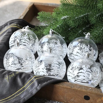 6 Selge Jõulupuu Palli Ornament Läbipaistev Valge Plastikust Palli 2021 Jõulud Decor Xmas Natal Uus Aasta 2022 Teenetemärgi