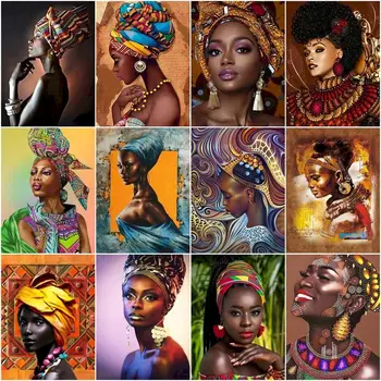 GATYZTORY Värvi Number Aafrika Naine Joonis Lõuendil HandPainted Maali Kunsti Kingitus DIY Pilte Number Portree Komplektid Hom