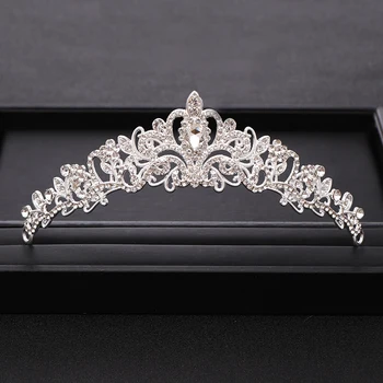 Trendikas Pruudi Crown Tiara Pulmad Juuksed Tarvikud Hõbedane Värv Crystal Printsess Kroonid Pruudi Headpiece Naiste Juuksed Ehted
