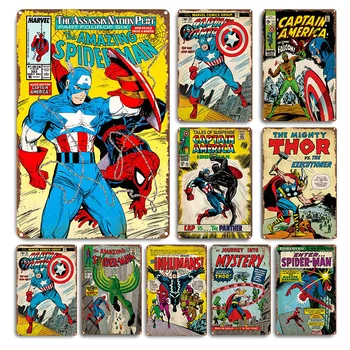 Disney Klassikaline Film Avengers Alliansi Marvel Metallist Märk Raud Plaat Maali Hulk Iron Man Sisekujunduses Kingitus