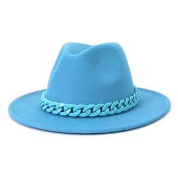 Lihtne unisex Fedora müts sügisel ja talvel, uus villase mütsi kaelakee jazz panama müts naiste müts suur nokk müts