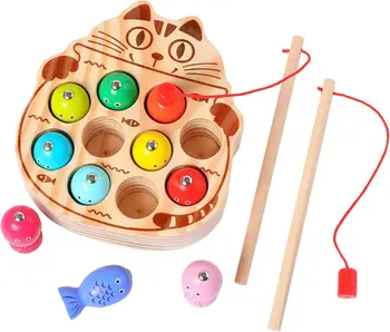 Montessori Haridus-Puidust Mänguasjad, Laste Hõivatud Juhatuse Matemaatika Kalapüük Laste Puidust Koolieelsete Montessori Mänguasi Lugedes Geomeetria