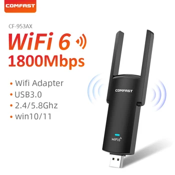 WiFi 6 USB Adapter Must AX1800 2.4 G/5GHz Traadita Võrgu Kaart USB 3 WiFi6 Wi-Fi Dongle WIFI5 1300M Kohandada Windows 10/11