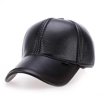 VORON 2017 uusi kvaliteetseid Faux Nahast müts tõeline talv nahast müts baseball cap reguleeritav meeste must mütsid