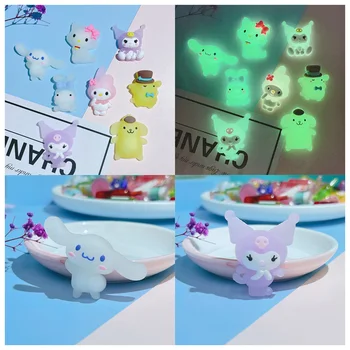 5TK Sanrioed PVC Helendav Laik Anime Minu Meloodia Cinnamoroll Kuromi Miniatuuri Mänguasjad Cute DIY Telefoni Kest Plaaster Kook Materjal