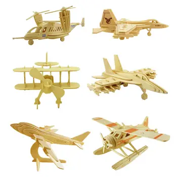 3D haridus mänguasjad kokku pandud vanema-lapse ehitusplokid kolmemõõtmeline puzzle käsitöö puidust mänguasjad lennuk mudel võitleja