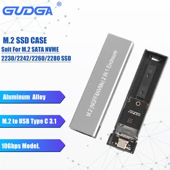 GUDGA Ssd Korral M2 NVME Ruum M. 2 USB Type C 3.1 Alumiiniumist Adapter Dual PCIE NGFF SATA M/B Võti Juhul 2230/2242/226
