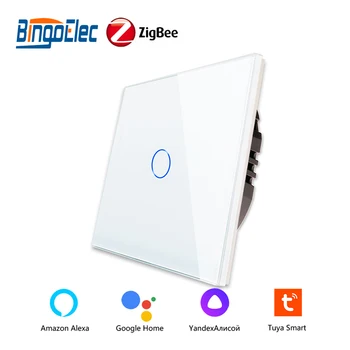 Bingoelec Zigbee Touch Lüliti LED Nupud Klaasist Paneel, Smart Switch teha Koostööd Google ' i Kodu ELI Touch Lüliti Arukas Elu