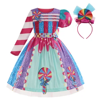 Tüdrukud Candy Kleit Halloween Cosplay Laste Marli Candy Printsess Kleit Lapsed Karnevali Pidu Riided Peapael