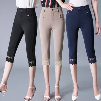 2022 Suvel Capris Püksid Naiste Vabaaja Tahke Kõrge Vöökoht Pikad Püksid Skinny Stretch Lühikesed Püksid Pantalon Femme