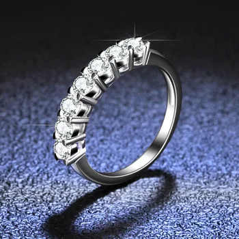 S925 Sterling Hõbe Naiste Ring On 0,7 Karaat Moissanite Diamond Seitse Kivid Neli Küünt Klassikaline Kaasamine Ehted