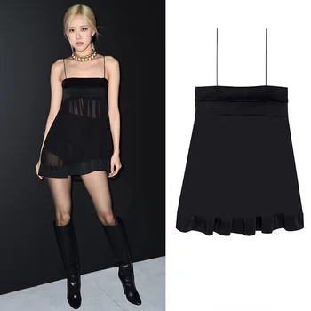 Kpop Korea Kuulsus TÕUSIS Staadiumis täitmiseks Kostüüm Must Varrukateta Mini Kleit Naiste Festival Rave Seksikad Olkaimeton Pilduma Kleidid