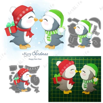 Pingviin Tibude Jõulud Uus Metalli Lõikamiseks Sureb Armas Loom Šabloonid Teha Scrapbooking Pere, ma ARMASTAN SIND Reljeef Katkesta Surra