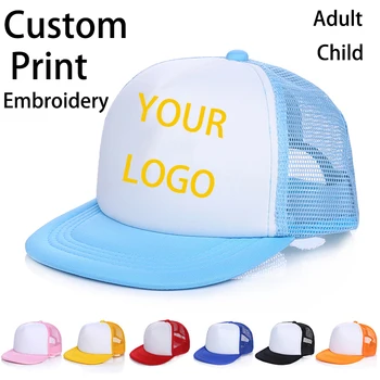 1 TK Tasuta Custom Logo Baseball Cap Lapsed Isiksuse DIY Disain Aednik Müts, 100% Polüester Mütsid Tühjade Silmadega ühise Põllumajanduspoliitika Poisid Tüdruk Casquet