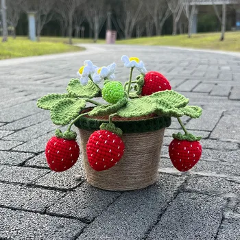 Kunstlik Maasika Taimed Bonsai Käsitsi Kootud Võltsitud Tehase Kapseldatud Lill Kodus Toas Laua Kaunistamiseks Töölaua Korrastamine Kaunistused