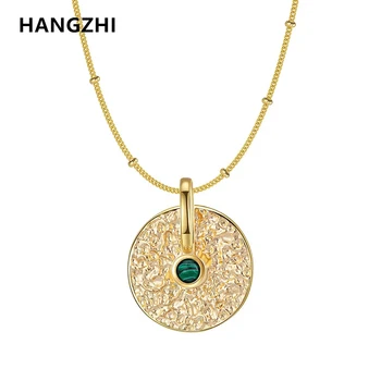 HangZhi 2022 Uus Vintage Roostevabast Terasest Clavicle Kett Naistele Kulla Värvi Ring Roheline Looduslikust Kivist Ripats Kaelakee Ehted