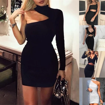Bodycon Sidemega Kleit Naiste Vestidos Verano 2023 Suvel Seksikas Elegantne Valge Must Kollane Ühe Õla Mini Kuulsus Pool Kleit