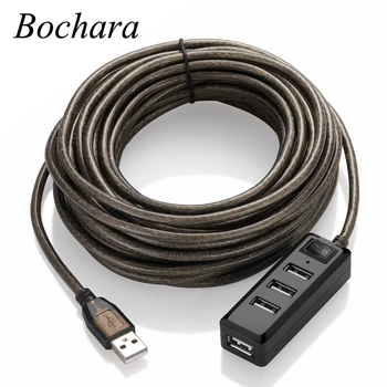 Bochara 4Ports-USB 2.0 HUB pikendusjuhe Meeste ja Naiste Aktiivne Repeater Sisseehitatud IC Kiibistik Dual Varjestatud 5M 10M