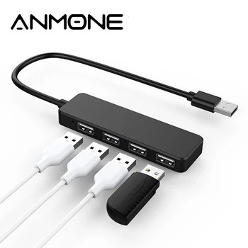 ANMONE 4-Port USB 2.0 Ultra Slim Andmed Hub Sülearvuti USB Cable Splitter For Xiaomi Samsung USB-HAB Arvuti Tarvikud