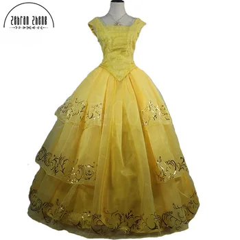 Uus Moive Printsess Belle Kollane Parima Kvaliteediga Cosplay Kostüüm Kleit Täiskasvanud, Naised, Tüdrukud, Custom Made