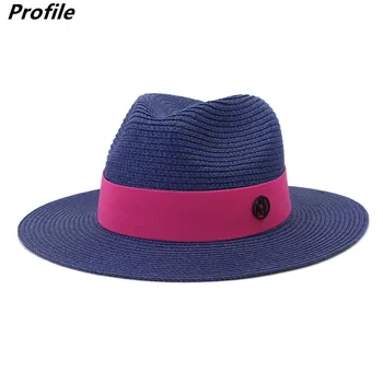 Tumesinine straw hat päike müts väljas päike müts straw hat mereäärne päikesekaitsetoodete beach müts päike müts mitmesugused tarvikud topelt M logo