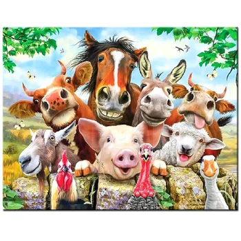 lehm hobune siga, eesel põllumajandusloomade 3d diy Diamond Maali Täis Ruut, ring puurida tikandid müük,talu Kaunistused YG1689