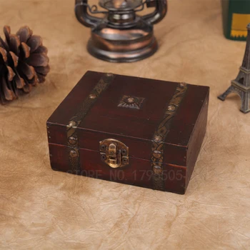 13*12*5.4 CM Vintage Antiik Teenetemärgi Gift Box Double Vöö Puidu Ladustamise Ehted Isikupärastatud Vask Küüned Vana Hulgimüük
