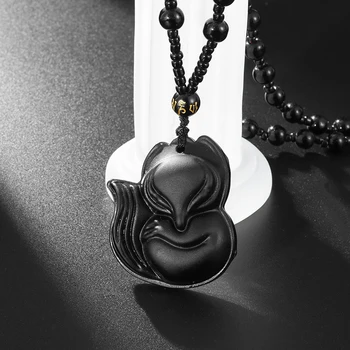 Uus Mood Isiksuse Trend Retro Obsidian Armas Rebane Ripats Unisex Amulett Kaelakee Tarvikud Ehted Kingitused