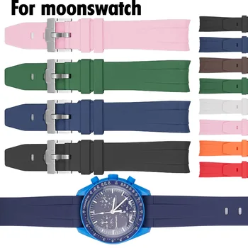 Kõrge Kvaliteediga Kummist Watchband 20mm Randme Käevõru Swatch OMG Moonswatch Bänd Kaardus Ots Silikoon Kella Rihm Käepael