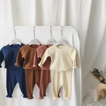 Laste Soonilised Paigaldatud Pidžaama Lapsed teise lapse Poisid Tüdrukud Puuvillane Top ja Püksid Komplekti Riided Riided Sleepwear Nightwear