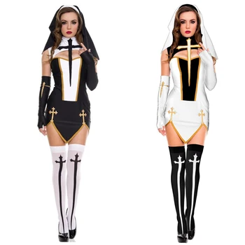 Daamid Seksikas Nunn Õde Kostüüm Halloween Täiskasvanud Naised, Naissoost Misjonär Eksootiliste Erootilise Fetish Pesu Fancy Kleit