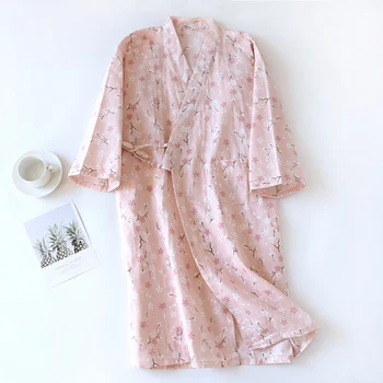 Uus Kevad-Suvel Nightgowns Pajama Sleepwear Naine Pijama Pyjama Femme Krepp Siserõivad Kimono Home Service Higi Auru Riided