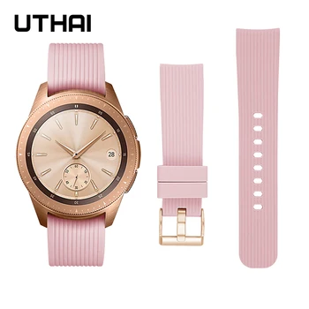 UTHAI Watchbands Originaal värviga triibuline silikoonist rihm 20mm 22mm vaata bändi Kohta Samsung Galaxy Olge Aktiivsed