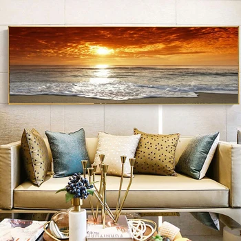 Sunrise Üle Mere Rannas Laadi Lõuendil Maali Seina Art Plakatid ja Pildid Seascape Seina Art Pilt elutuba raamita