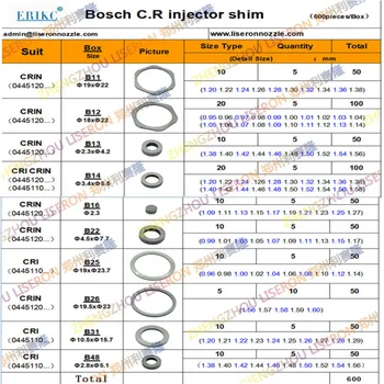 600PCS Common Rail Pihusti Reguleerimine Shims B11 B12 B13 B16 B22 B25 B26 B31 B48 Diisel Pesumasin Bosch
