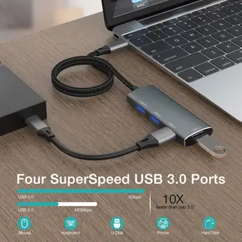 USB-JAOTUR 3 0 4 Sadamate Adapter 5Gbps kiire Multi USB-C Splitter Lenovo ja Macbook Pro ARVUTI Tarvikud tipo c