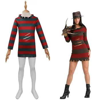 Lapsed Lapsed Freddy Krueger Cosplay Kostüüm Tüdrukud Dress Varustus Halloween Carnival Ülikond