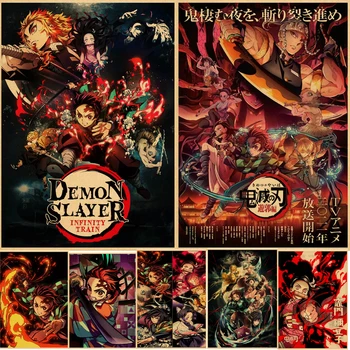 2021 Vintage Jaapani Anime Demon Slayer: Tera Lõpmatu Rongi Lõuend Prindi Plakat Poiss Magamistuba Kaunistamine Seina Art Teenetemärgi