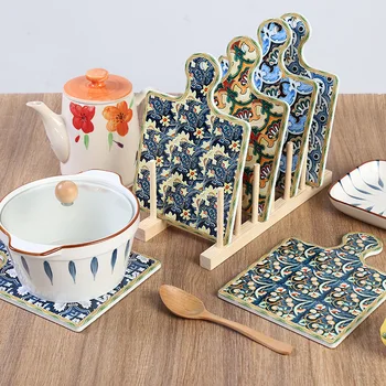 2021 uus Maroko stiilis keraamilised lauanõud placemat, kodune köök loov isiksus, ruut pikk käepide potholder tabel matt