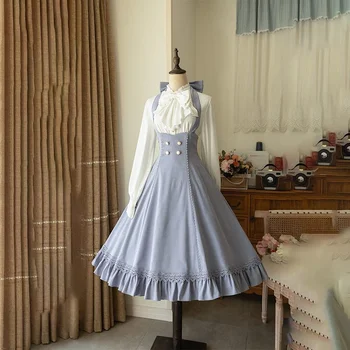 5 Värvi Päitsed Kleit Vintage Särk Elegantne Valge Lolita Pluus Plisseeritud Pitsääris Lolita Kleit Kevad Sügis Tee Pool Kleit