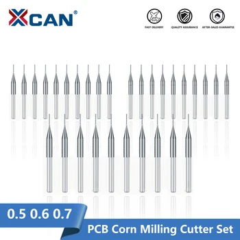 XCAN 3.175 mm Varre 0.5 0.6 0.7 mm PCB-Milling Cutter Set Karbiid End Mill CNC Maisi Jahvatusfraktsioon Natuke Ruuteri Bit