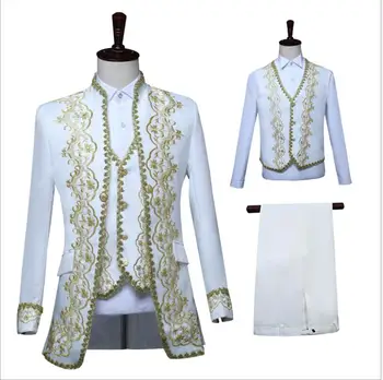 Mdieval Cosplay Mehed Victoria Steampunk Royal Prince Kostüüm Vintage Barokne Jakk, Vest Mantel, Püksid Pulmas Peigmees Bleiser Ülikond
