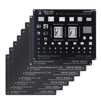 Must Teras BGA Reballing Šabloon iPhone 13 12 11 Pro MAX XS-XR-X 8P 7P 8 7 6S 6 PROTSESSOR IC Chip Istutamine Tinaga Jootmise Võre