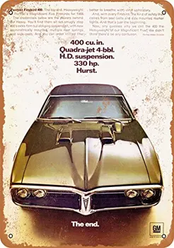 Metallist Märk - 1968 Pontiac Firebird 400 - Vintage Vaadata 2Wall Decor õlle Cafe Bar Kaunistamine Käsitöö